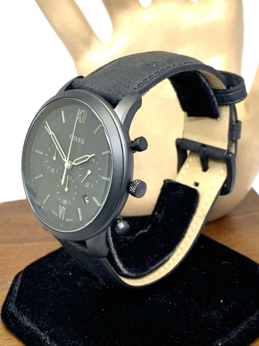 Fossil Men's Watch JR1354 Nate Quartz Chronograph Black Dial Leather Strap 50mm - Picture 2 of 14